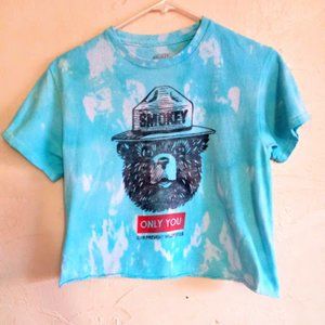 Smokey the bear blue sky custom vintage crop top